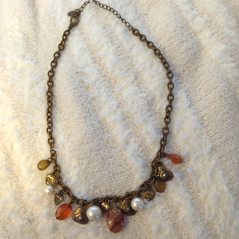 BRONZE TONE COOKIE LEE CHARM NECKLACE, VERY STUNNING & VERSATILE
